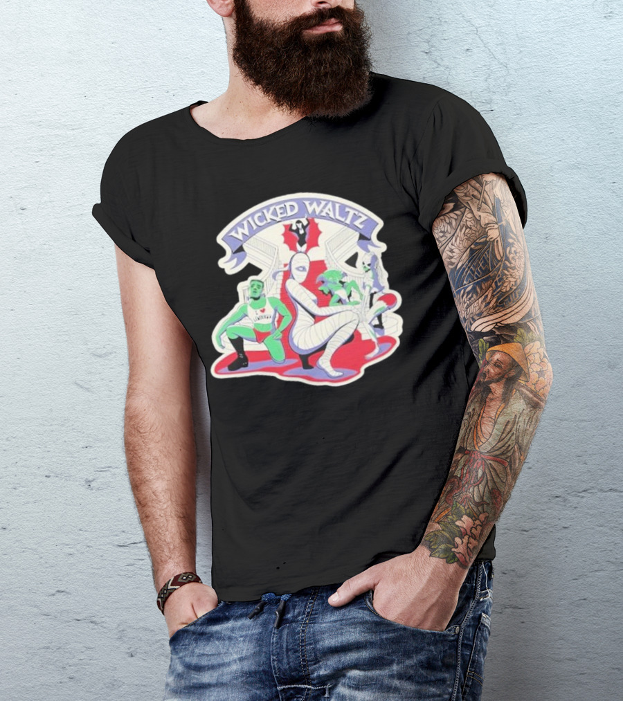 Wicked Waltz Monsters Dracula Frankenstein Mummy Bride T-Shirt