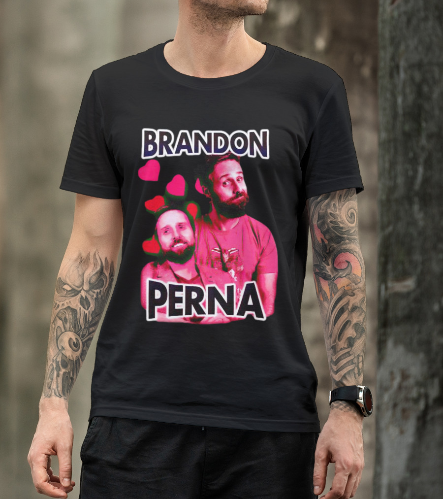 Brandon Perna Heart Icons Red Shirt Pose T-Shirt