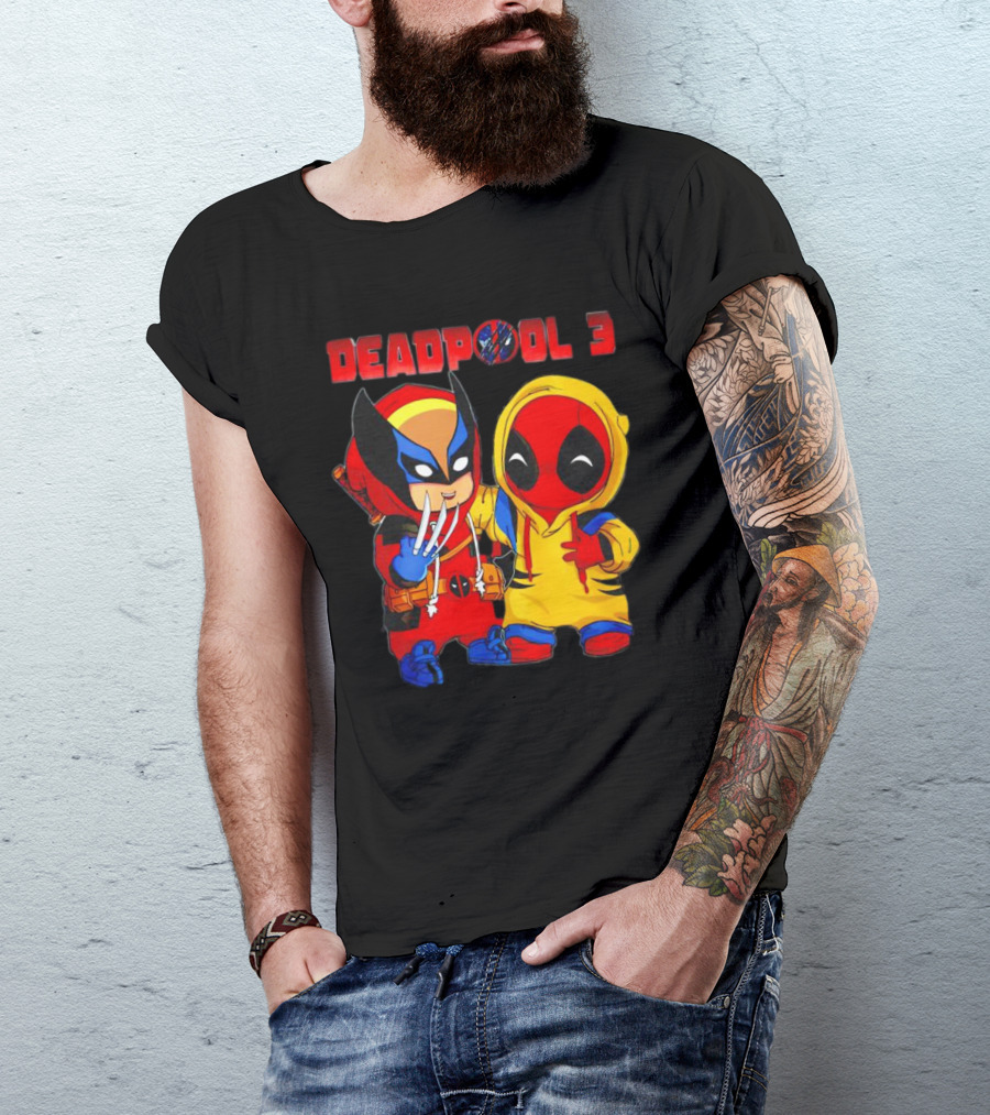 Deadpool 3 Wolverine And Deadpool Cartoon Characters T-Shirt