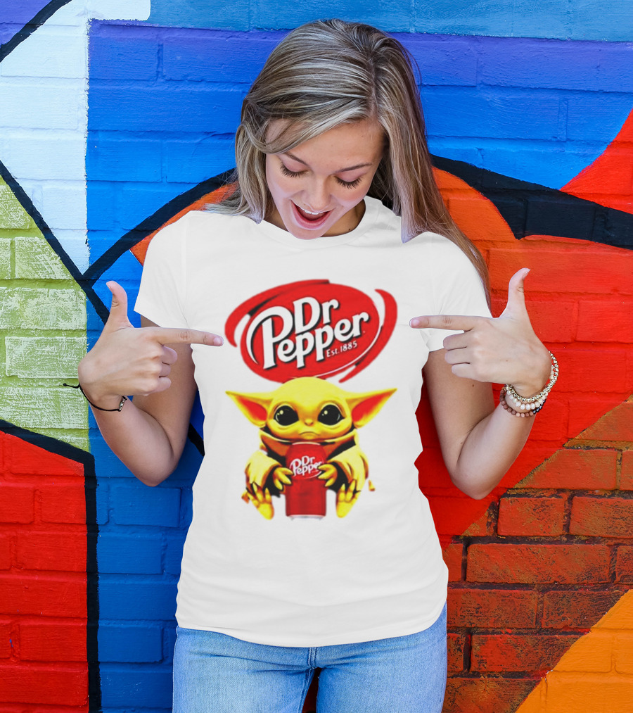 Dr Pepper Baby Yoda Holding Soda Can T-Shirt