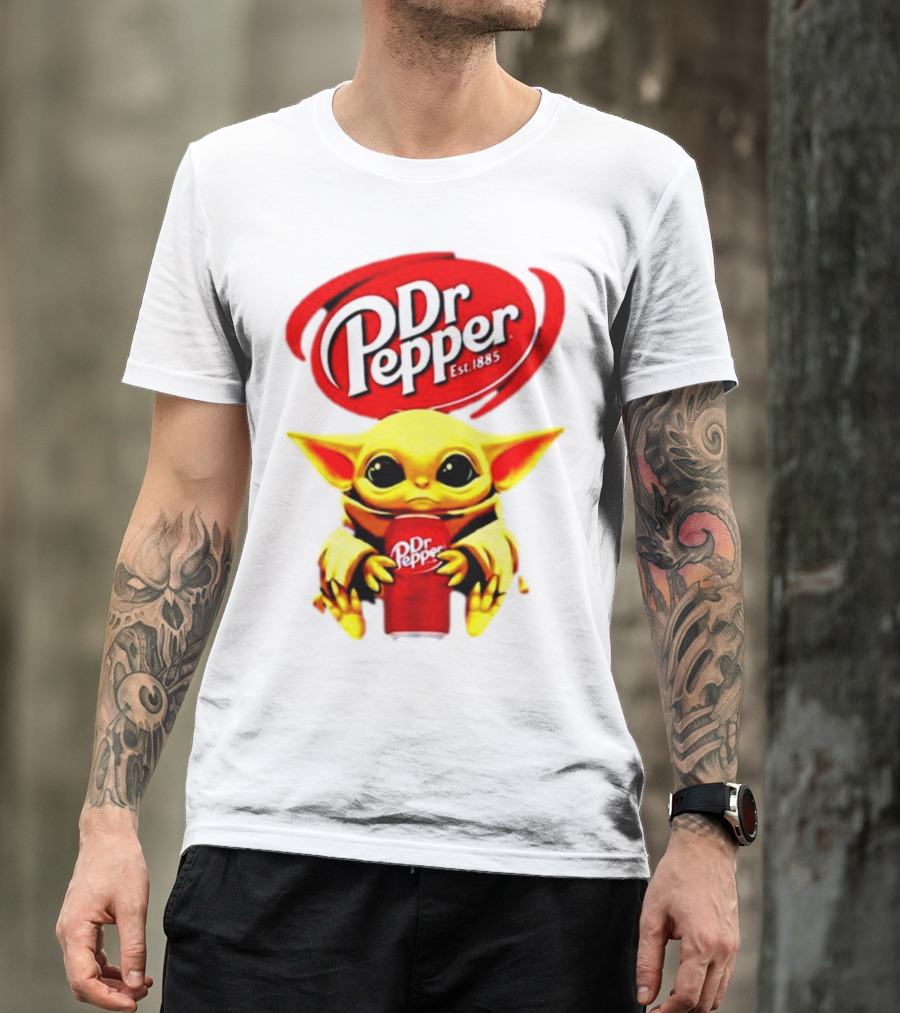 Dr Pepper Baby Yoda Holding Soda Can T-Shirt