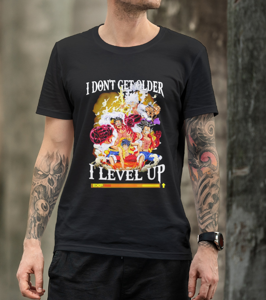 I Don't Get Older I Level Up EXP One Piece Characters T-Shirt