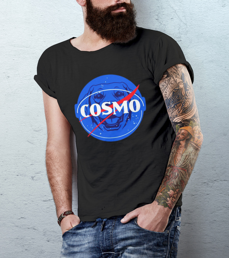NASA-Inspired Cosmo Space Dog Agency Logo Astronaut T-Shirt