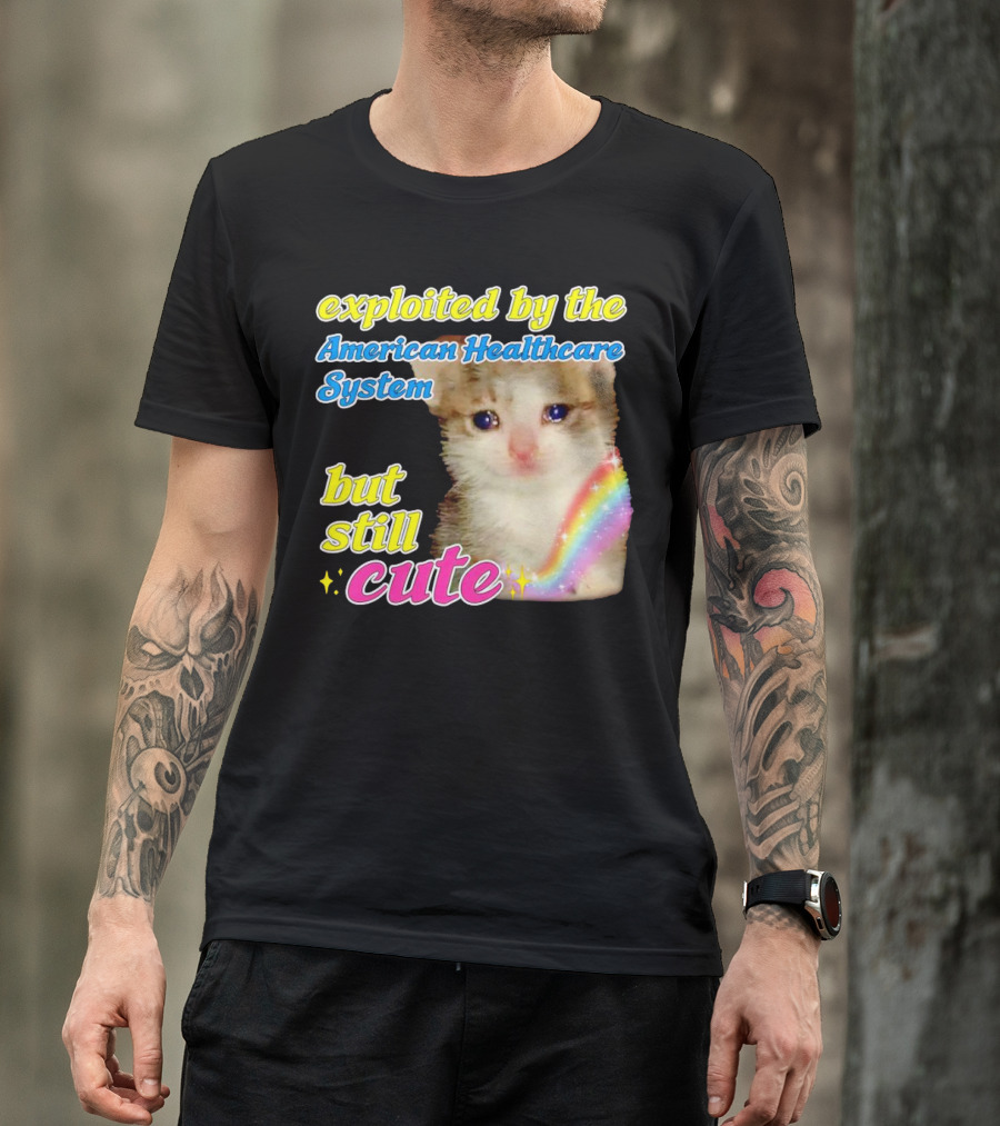 Exploited By The American Healthcare System But Still Cute With Rainbow Kitten T-Shirt