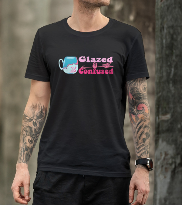 Glazed And Confused Mug With Pink And Blue Arrow T-Shirt