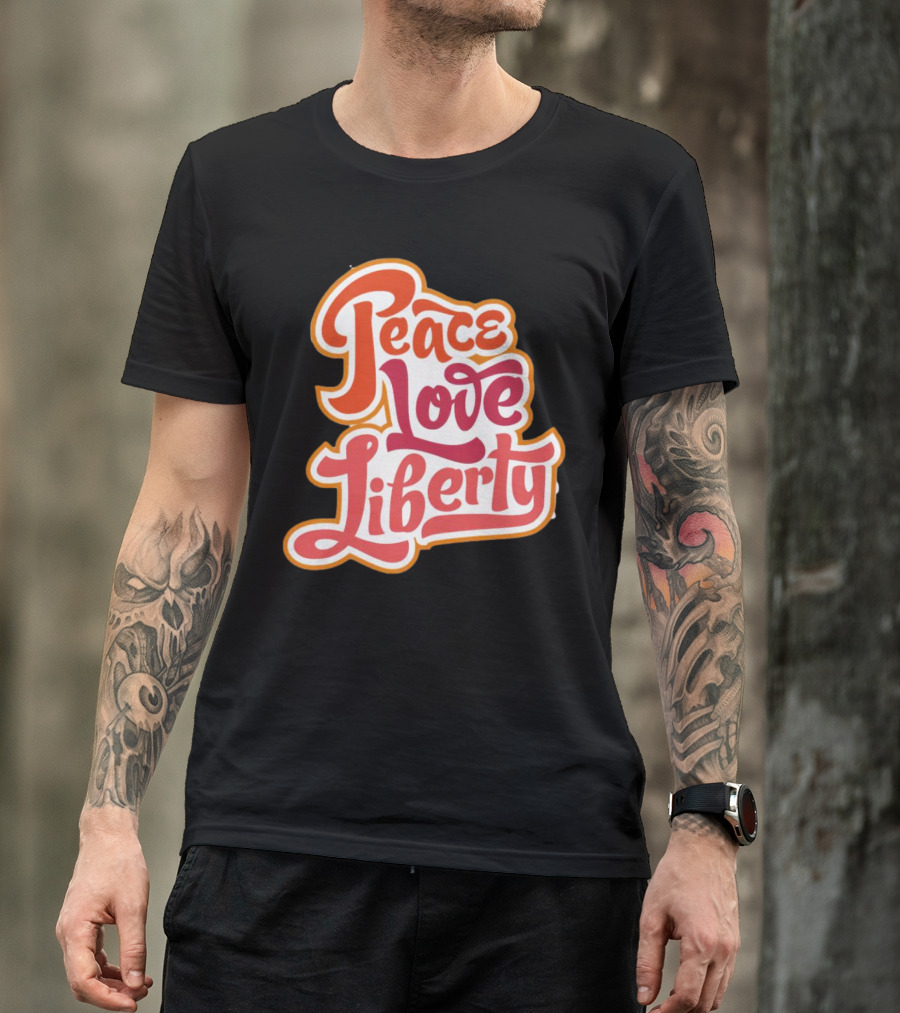 Peace Love Liberty Vintage Groovy Typography T-Shirt