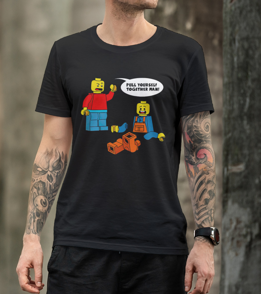 LEGO Figures Pull Yourself Together Man Speech Bubble Playful Scene T-Shirt