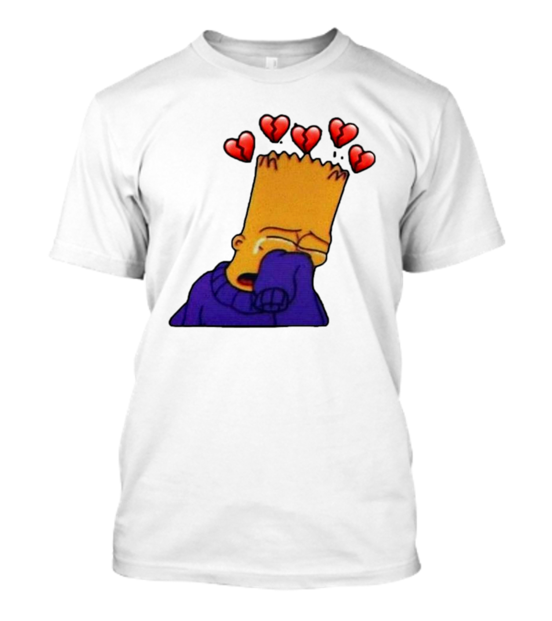 Bart Simpson Crying With Broken Hearts T-Shirt
