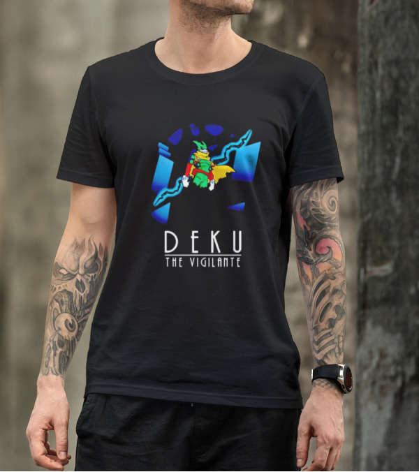 Deku The Vigilante Colorful Hero And Blue Electric Lightning Burst T-Shirt