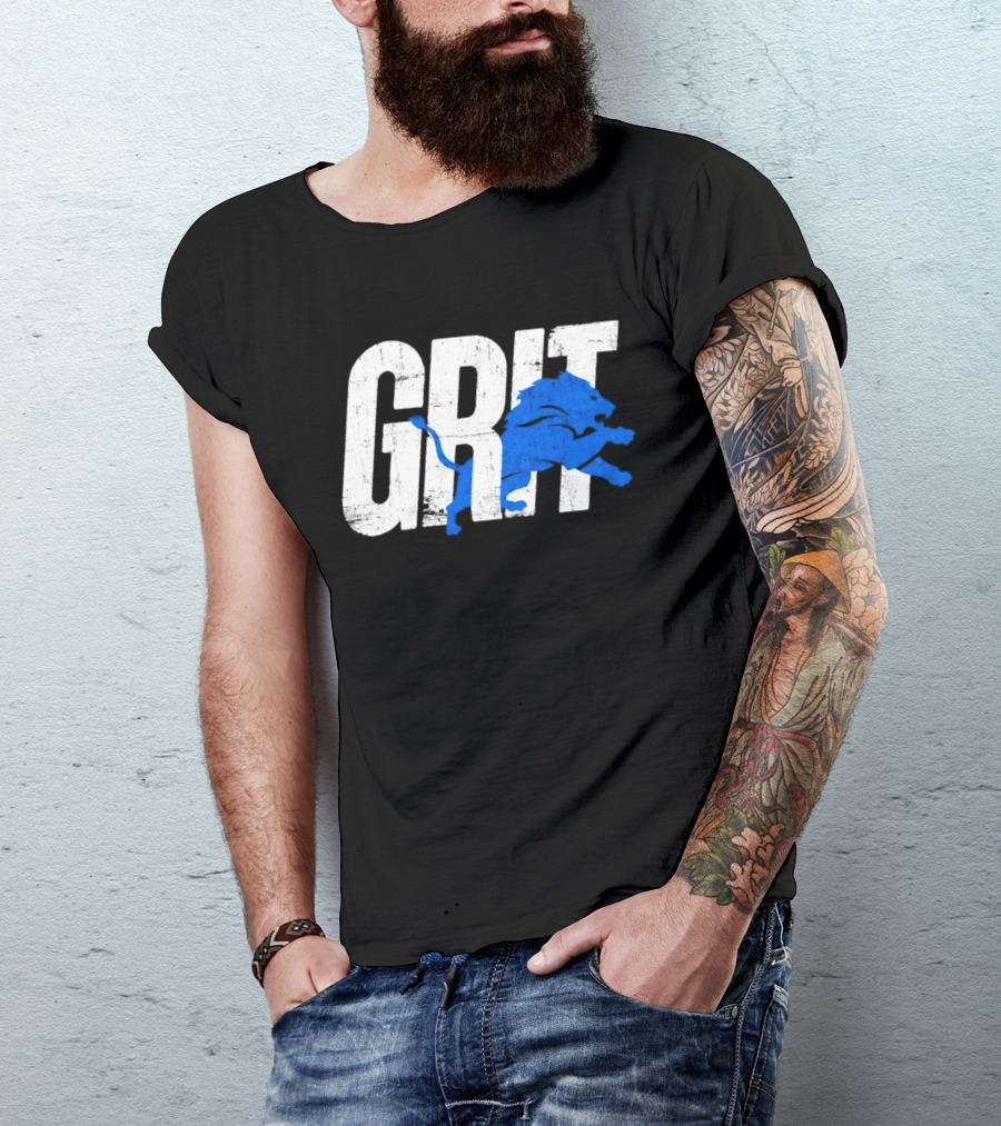 Grit Detroit Lions Blue Lion T-Shirt