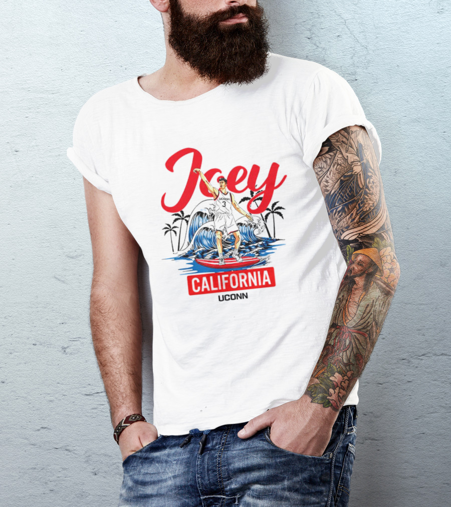 Joey Surfing California Uconn Basketball Waves Palm Trees T-Shirt