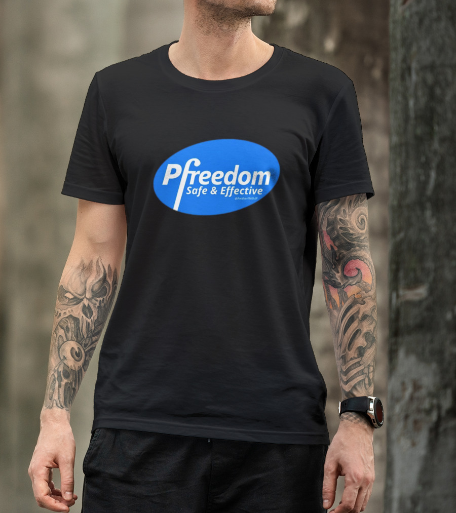 Pfreedom Safe And Effective @AwakenWithJP Blue Oval T-Shirt