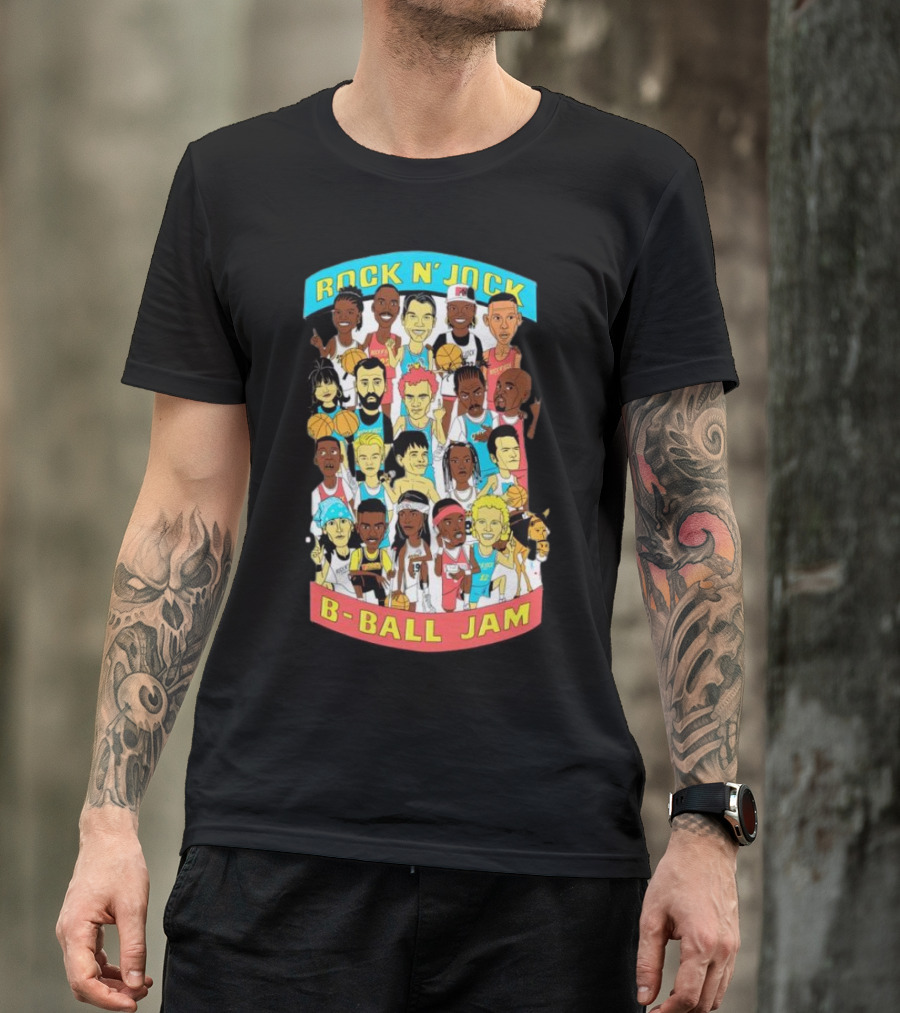 Rock N’ Jock B-Ball Jam Patti Lapel Ivy Mono Iconic Basketball Cartoon Characters T-Shirt