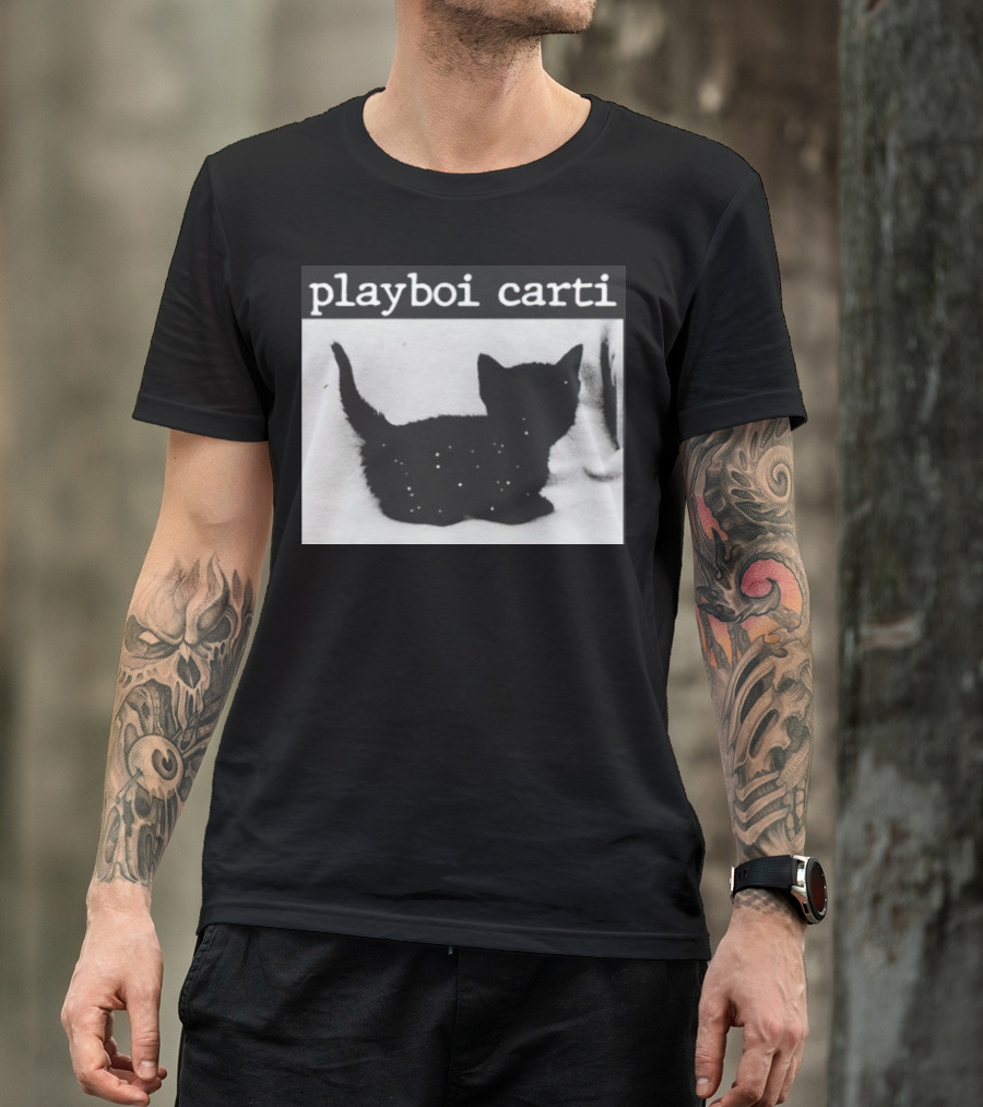 Playboi Carti Starry Black Cat Minimalist Aesthetic T-Shirt
