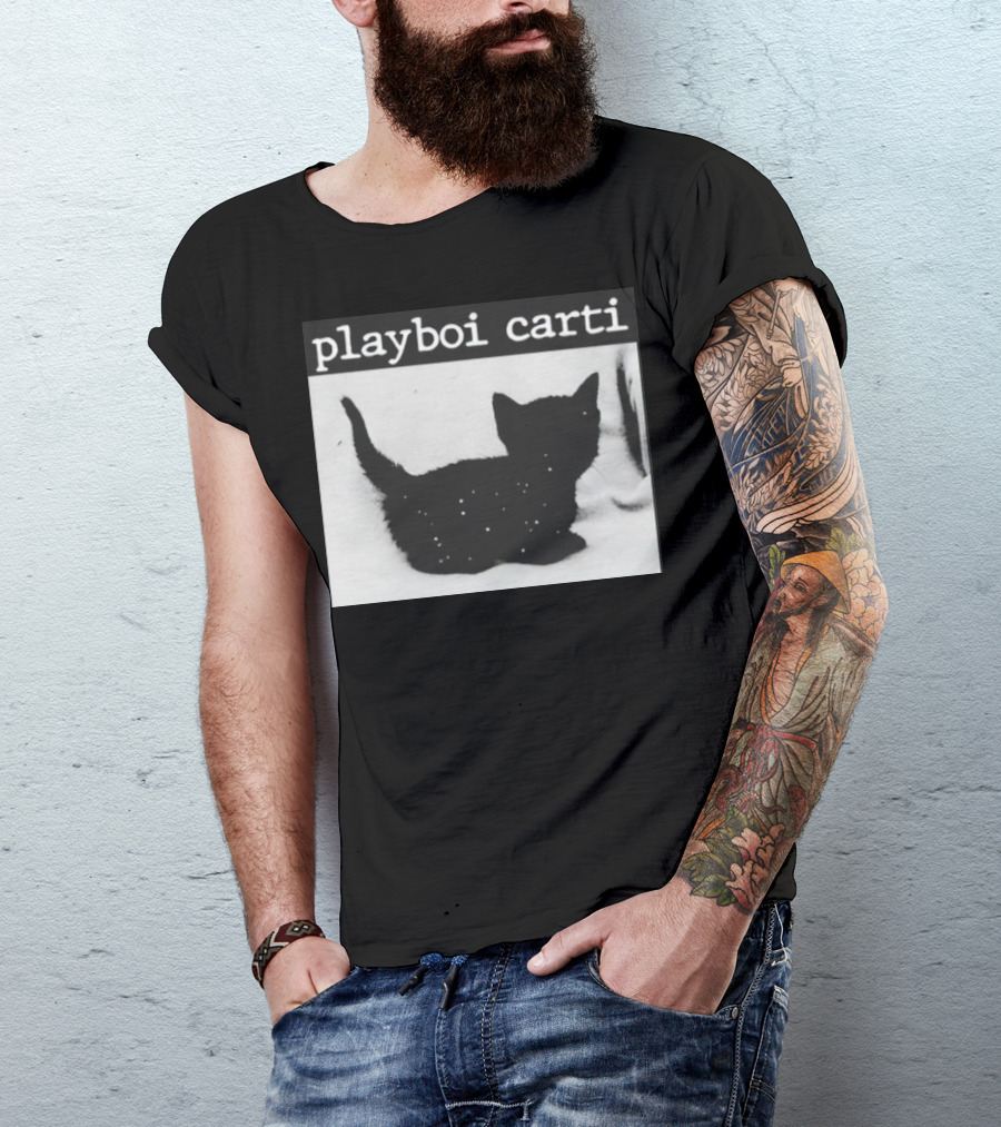 Playboi Carti Starry Black Cat Minimalist Aesthetic T-Shirt