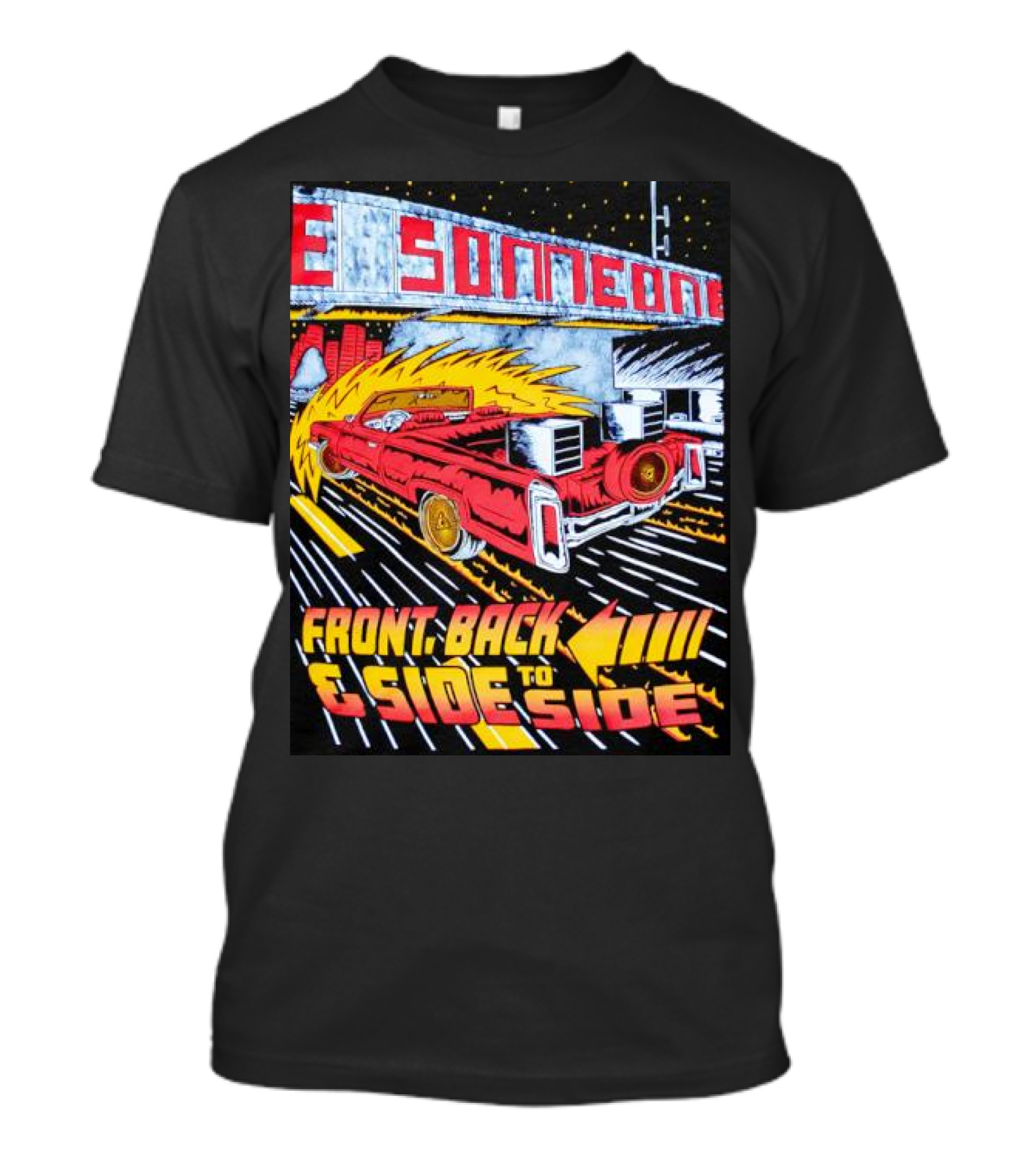 Front Back And Side To Side Red Car With Flames T-Shirt