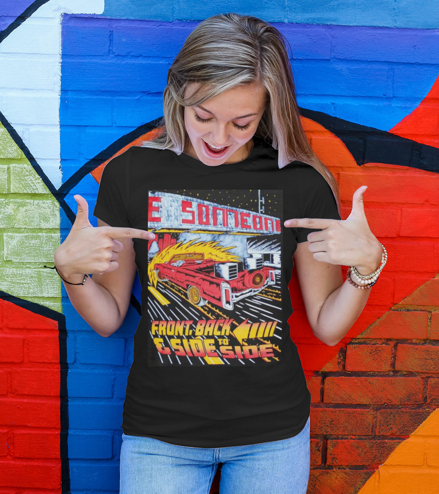 Front Back And Side To Side Red Car With Flames T-Shirt