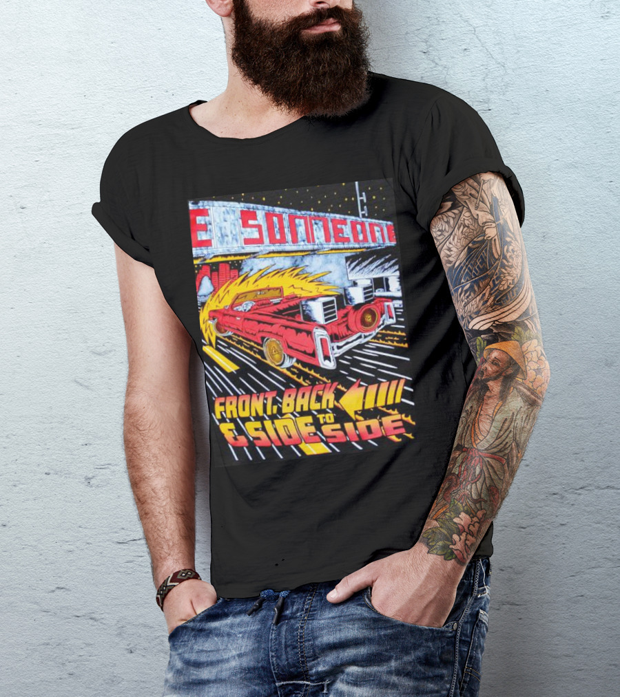 Front Back And Side To Side Red Car With Flames T-Shirt