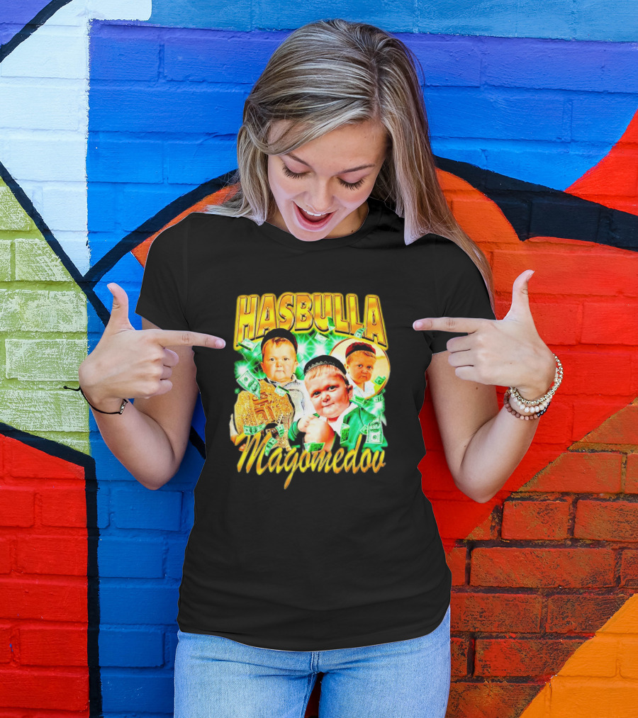 HASBULLA MAGOMEDOV MONEY COLLAGE WITH BELT AND FACE EXPRESSIONS T-Shirt