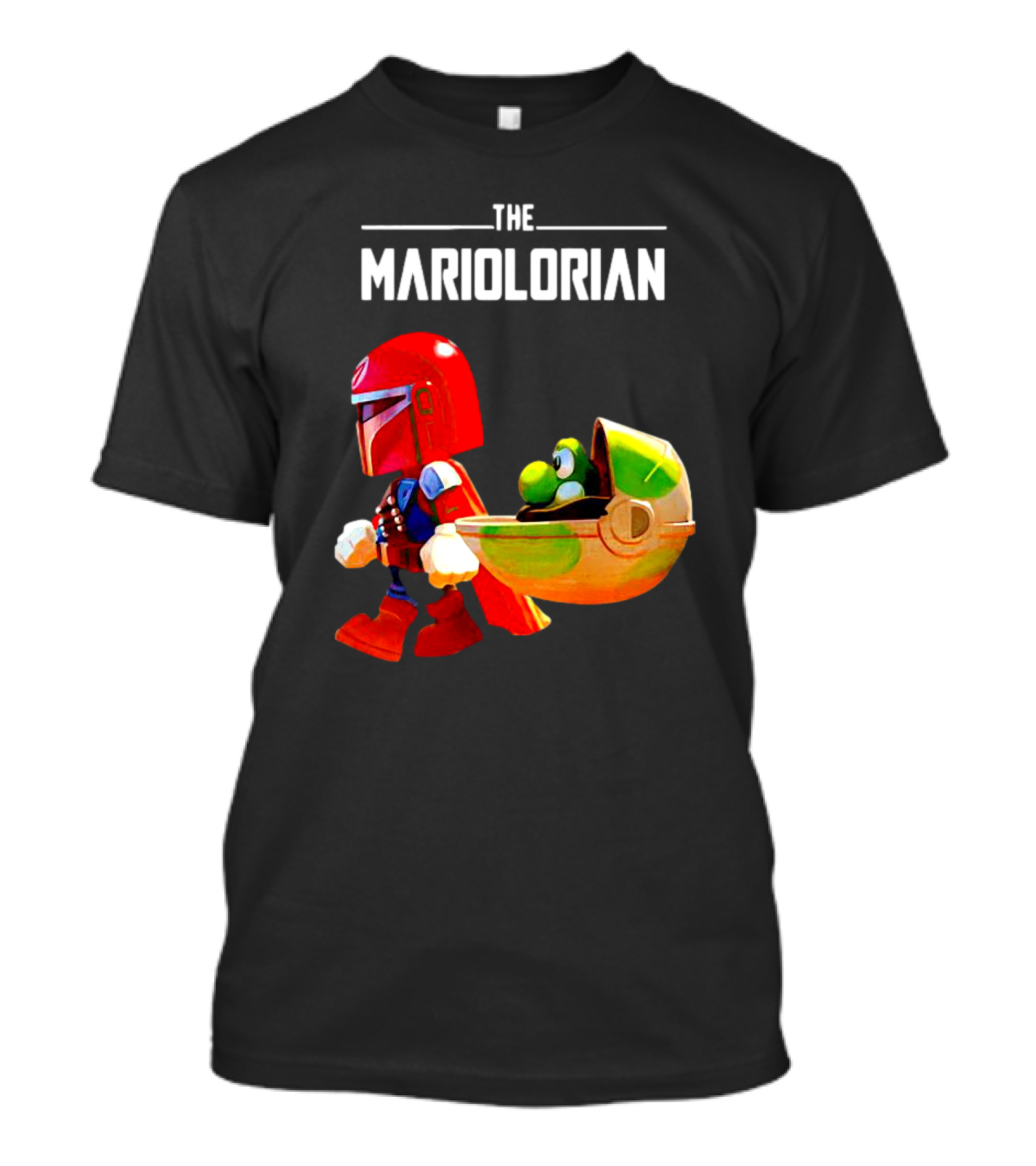 The Mariolorian The Mandalorian Super Mario Crossover With Yoshi In Hoverpram T-Shirt