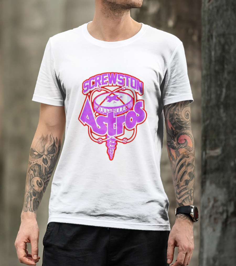 Screwston Astros Purple Neon Baseball Logo Houston Rap Culture T-Shirt