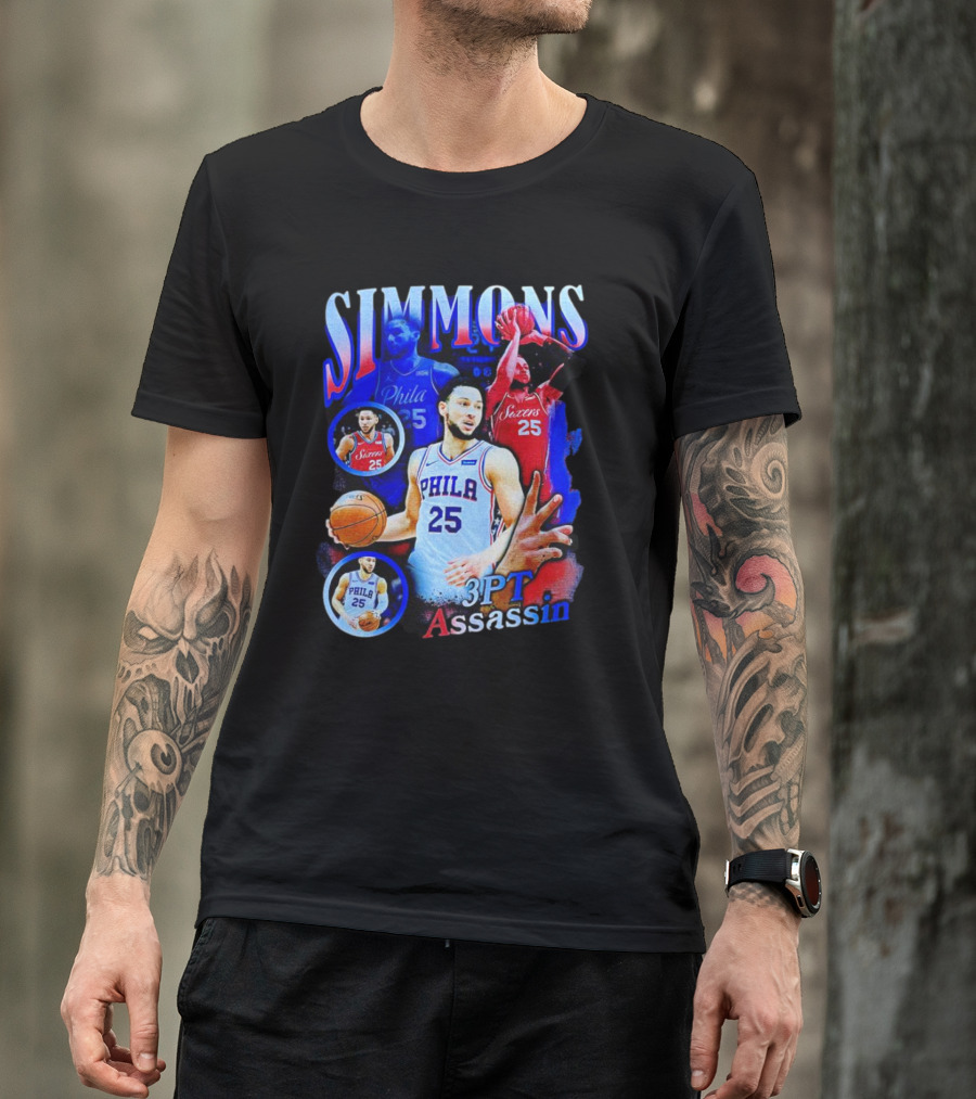 Simmons 3 Pt Assassin Philadelphia 25 Basketball Player T-Shirt