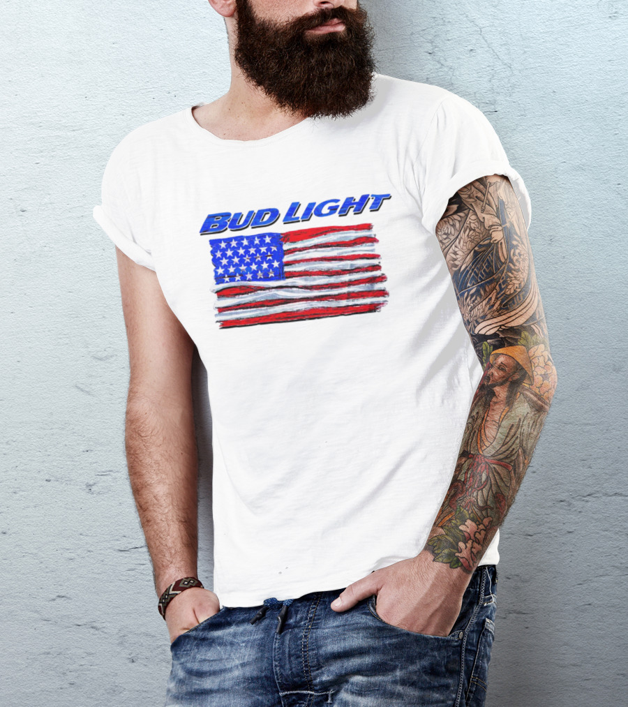 Bud Light American Flag Stars And Stripes Patriotic T-Shirt