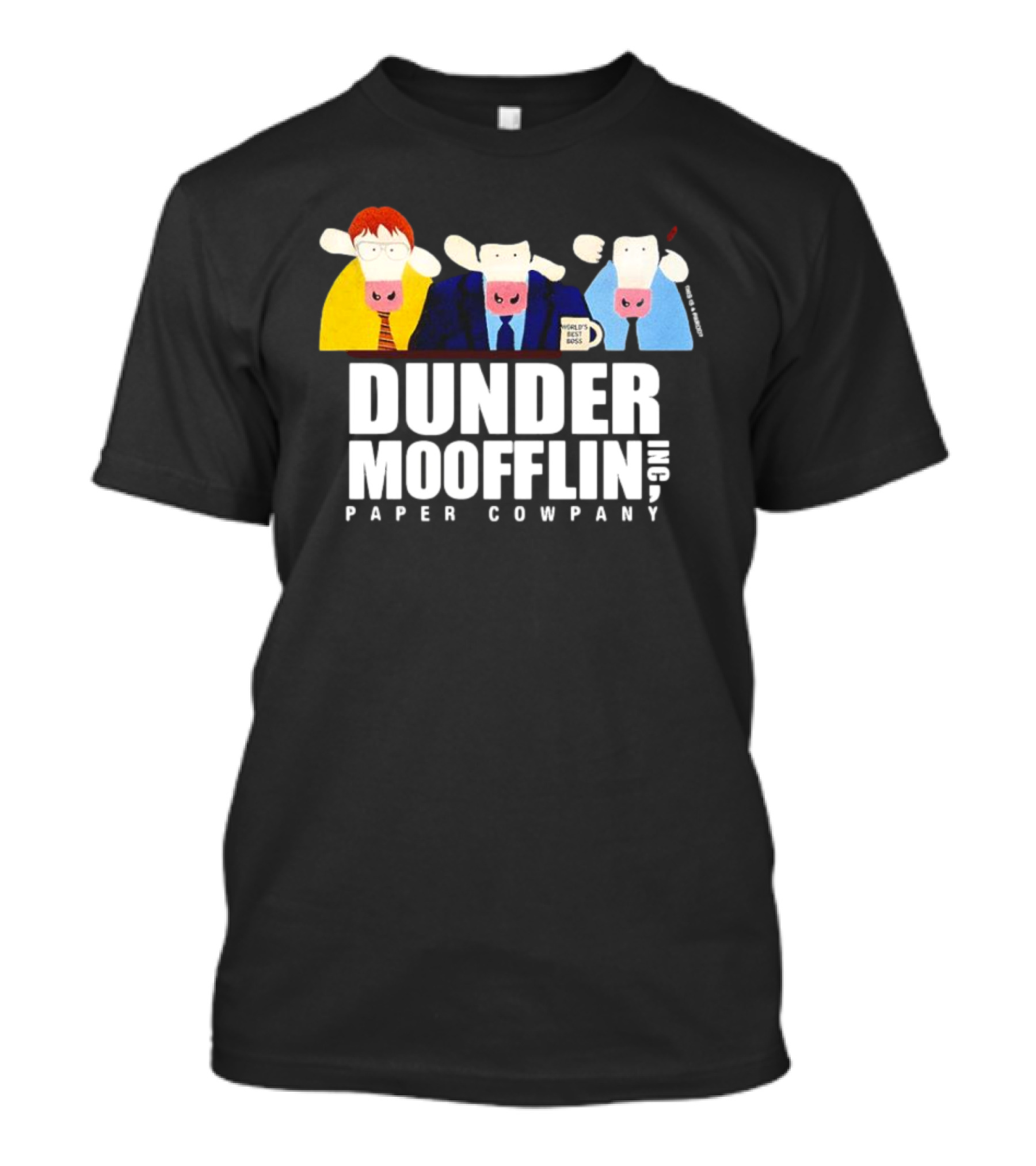Dunder Moofflin Inc Paper Cowpany World's Best Boss Cow Characters T-Shirt