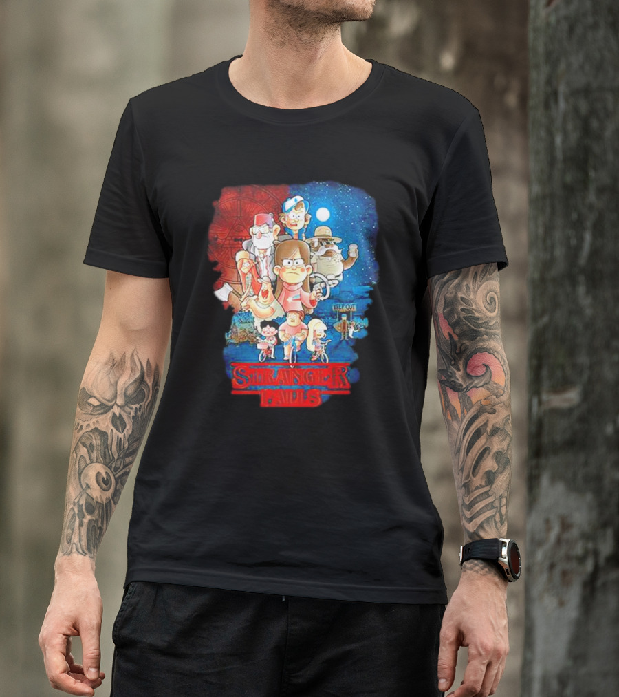 Stranger Falls Gravity Falls Parody Nighttime Adventure Scene T-Shirt