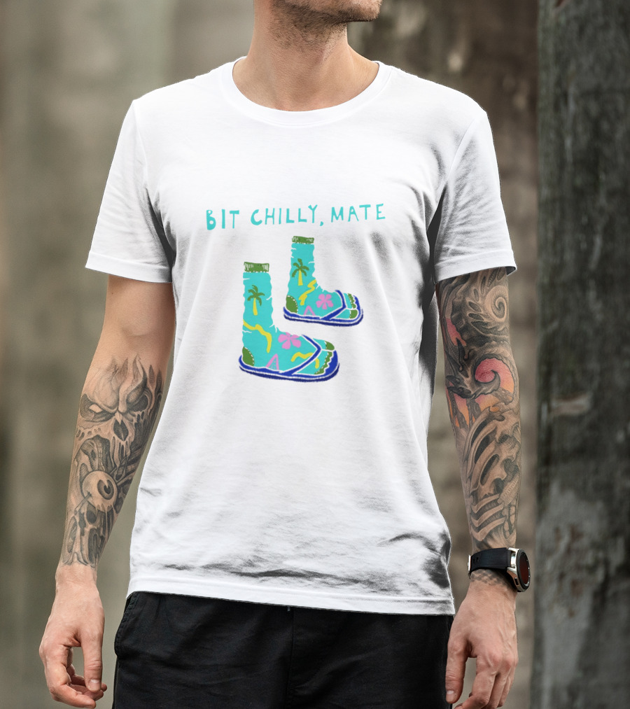 Bit Chilly Mate Tropical Socks And Sandals Combo T-Shirt