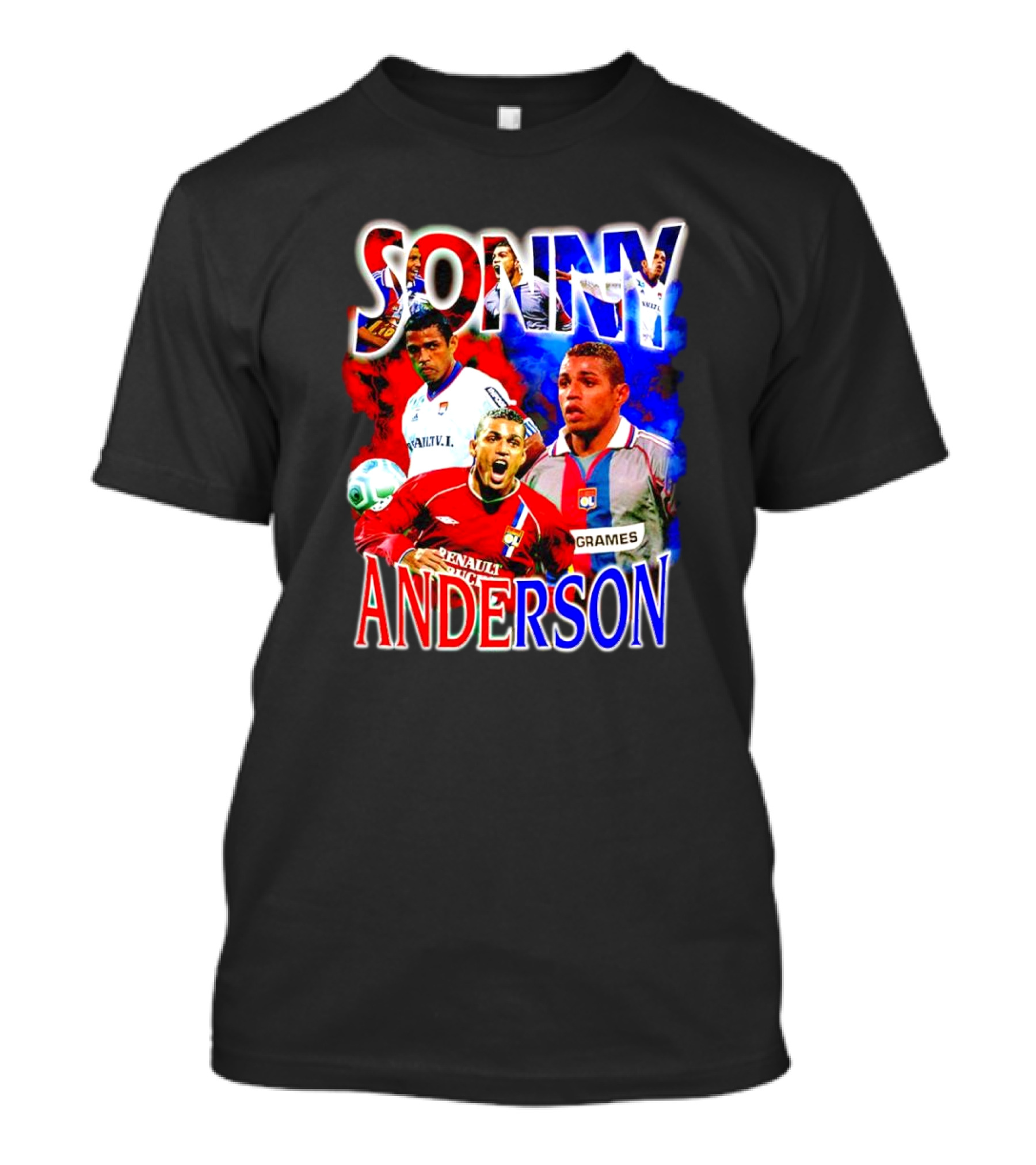 Sonny Anderson Football Legend Renault V Lyon Grames Soccer Icons T-Shirt