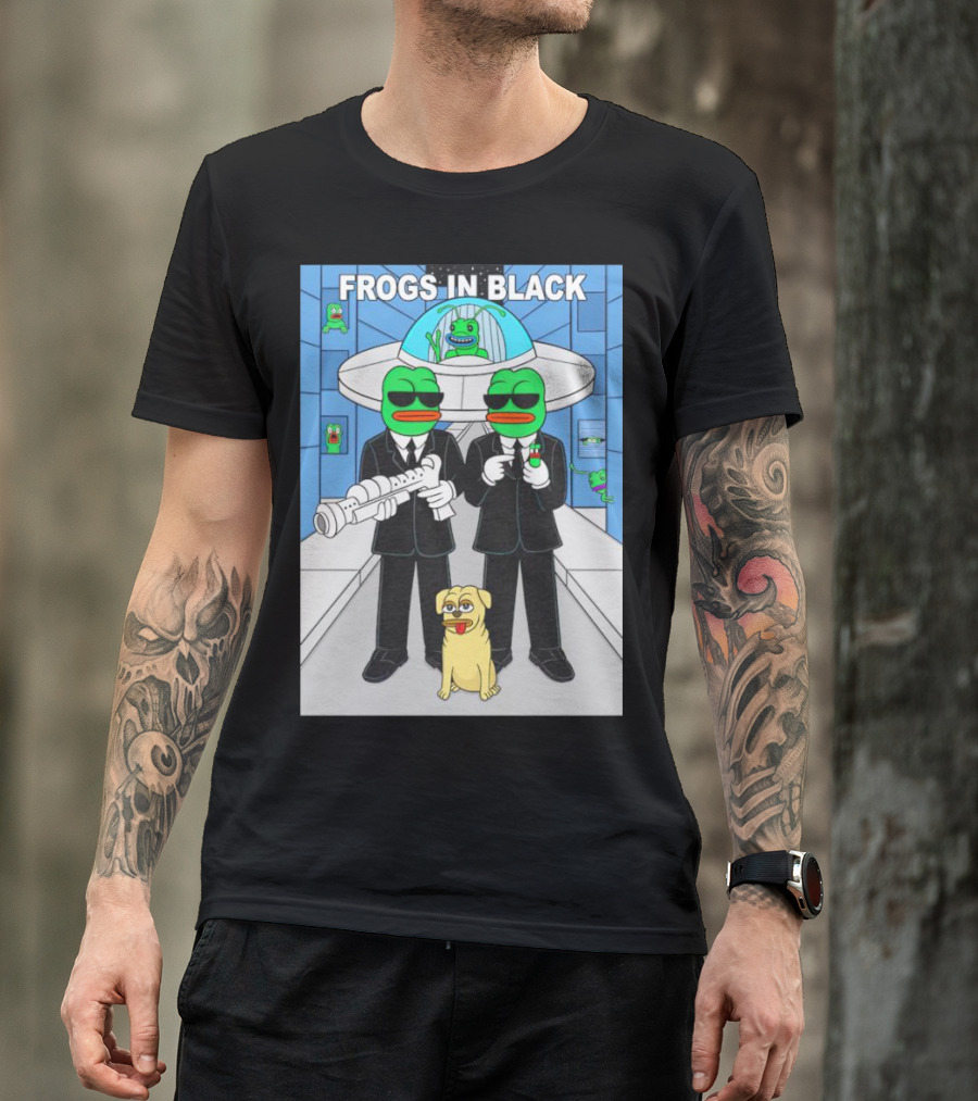 Frogs In Black T-Shirt