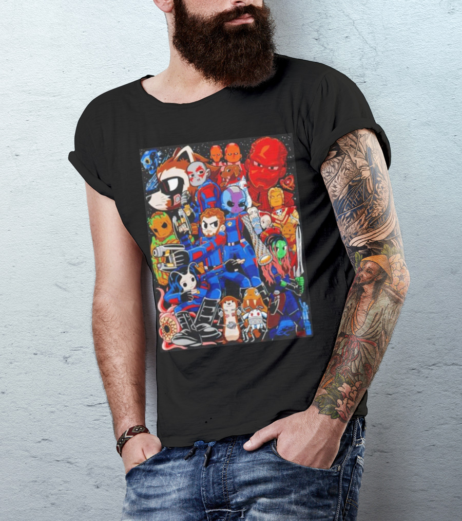 Guardians Of The Galaxy Galactic Pilgrim Cartoon Characters Ensemble T-Shirt