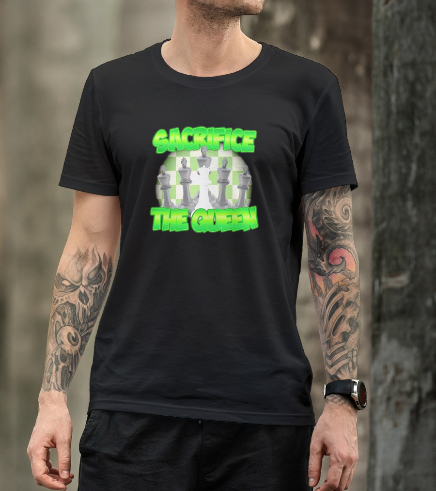 Sacrifice The Queen Chess Strategy Checkered Background T-Shirt