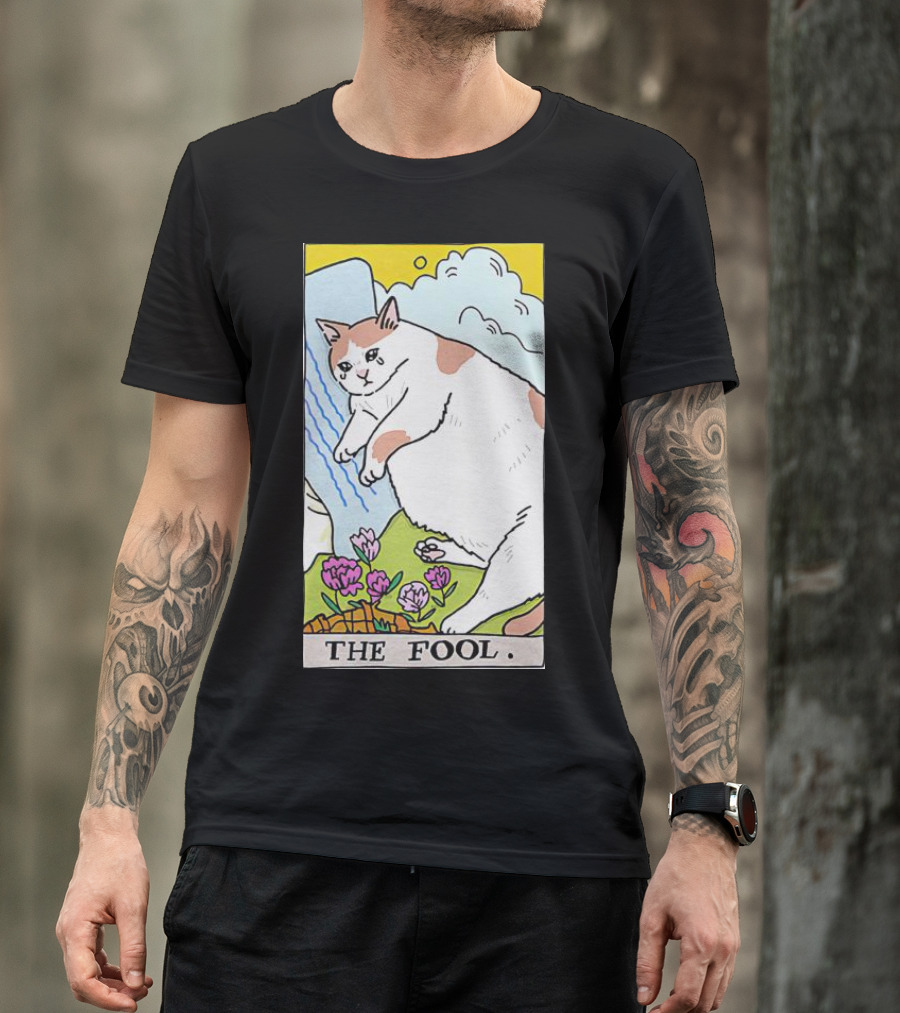 Sad Cat The Fool Tarot Card Cute Feline T-Shirt