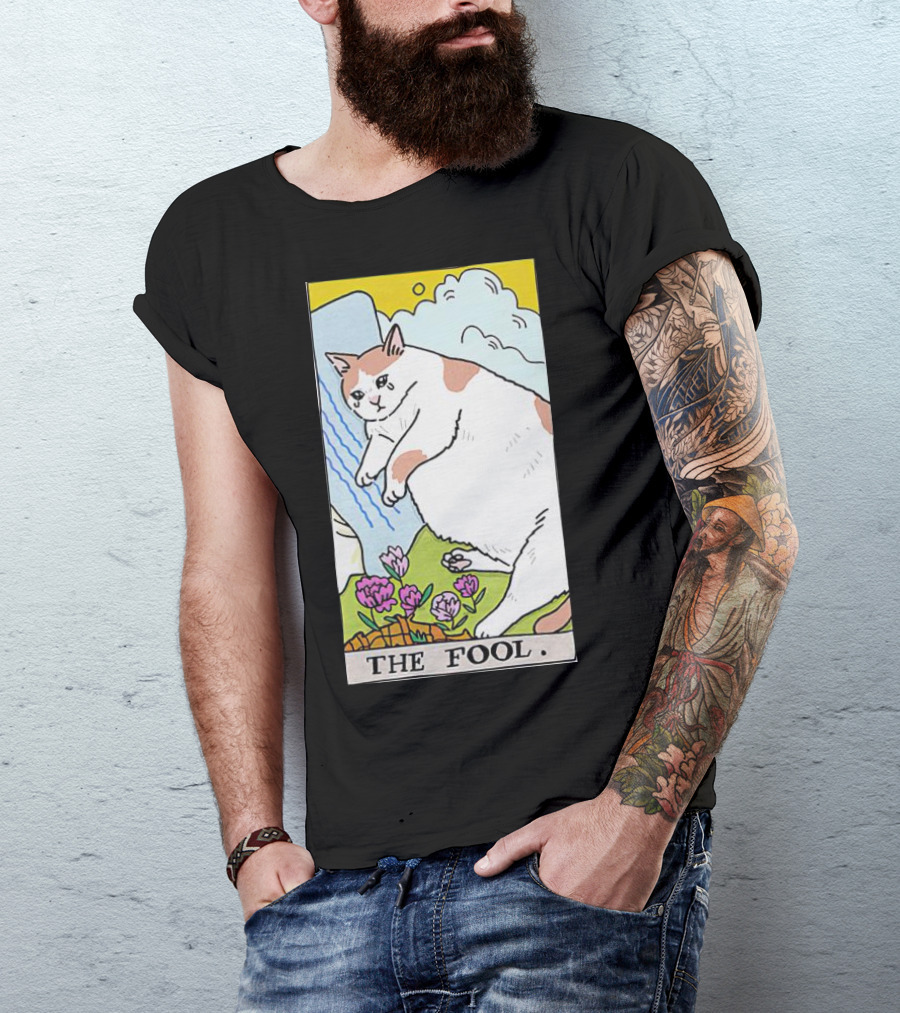 Sad Cat The Fool Tarot Card Cute Feline T-Shirt
