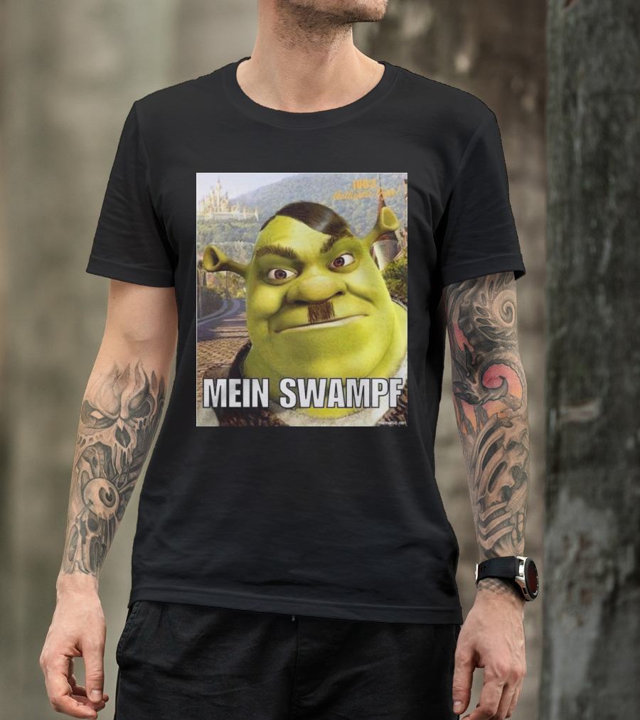Shrek Mein Swampf Mematic Pixel Art Castle Background T-Shirt
