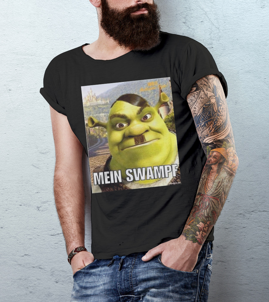 Shrek Mein Swampf Mematic Pixel Art Castle Background T-Shirt