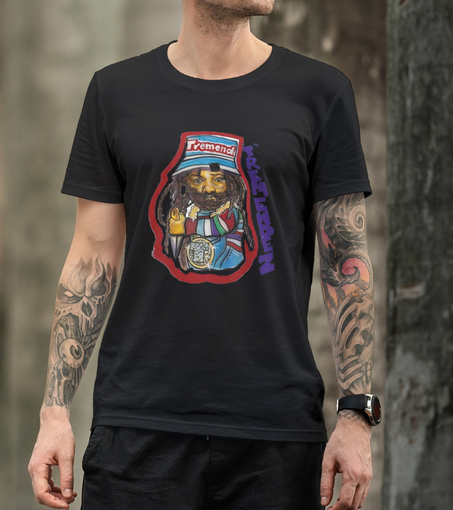 Tremendz Tremendez King Phade Art Stylized Character With Colorful Clothing And Hat T-Shirt