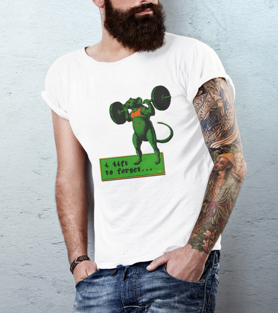 I Lift To Forget Green Rat Weightlifting噜噜 T-Shirt
