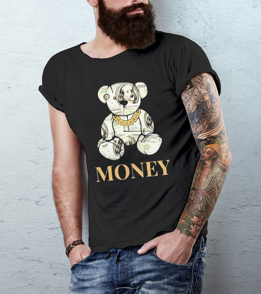 Money Dollar Bear With Gold Chain T-Shirt
