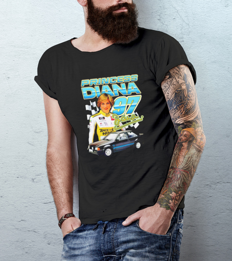 Princess Diana Race To Hero 97 Racing Diana Car Checkered Flags T-Shirt