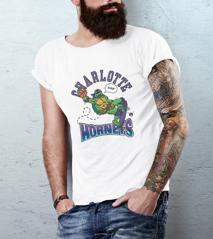 Charlotte Hornets Donatello Basketball Skateboard Dude T-Shirt
