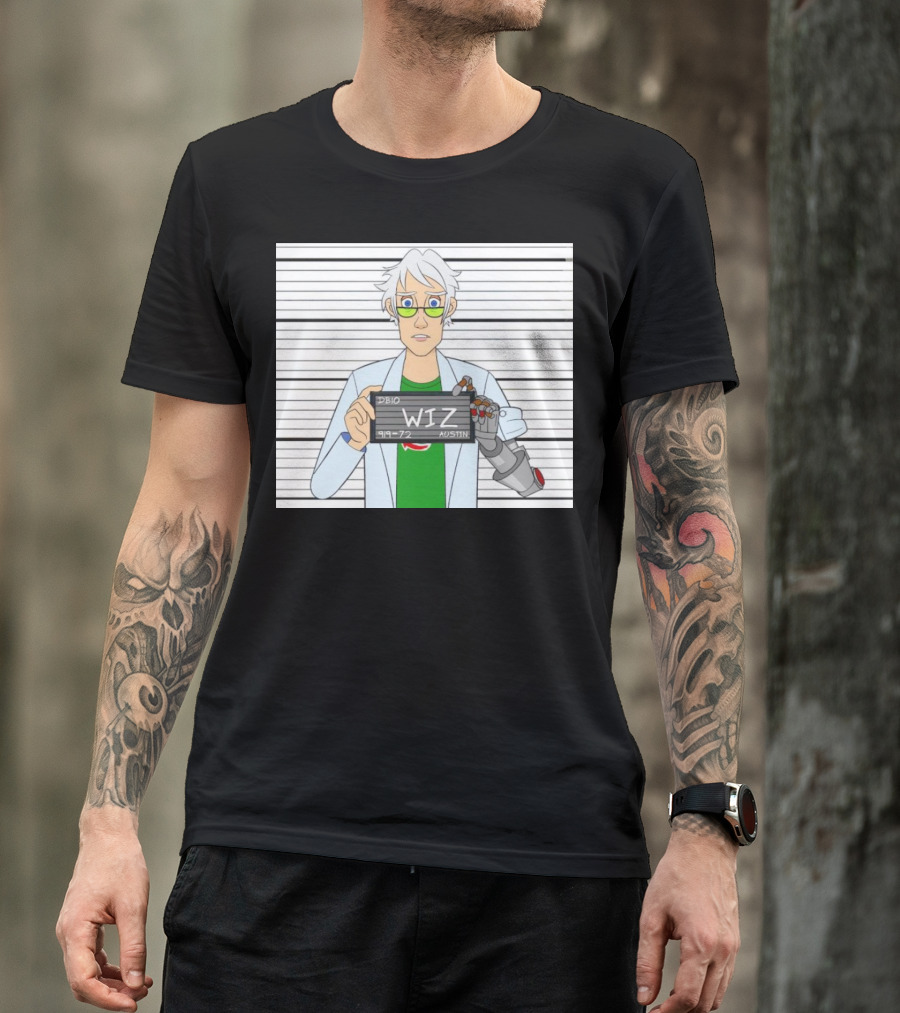 DB10 Wiz 919 72 Austin Scientist Character With Robotic Arm T-Shirt