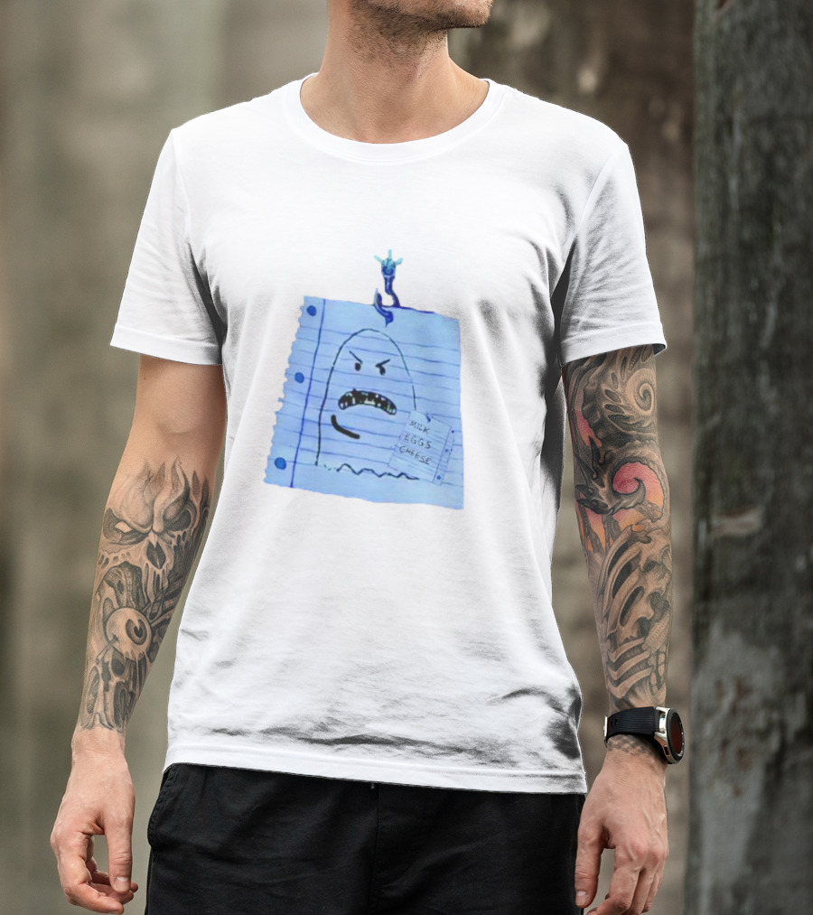 Ghost Holding Milk Eggs Cheese List On Notebook Paper T-Shirt
