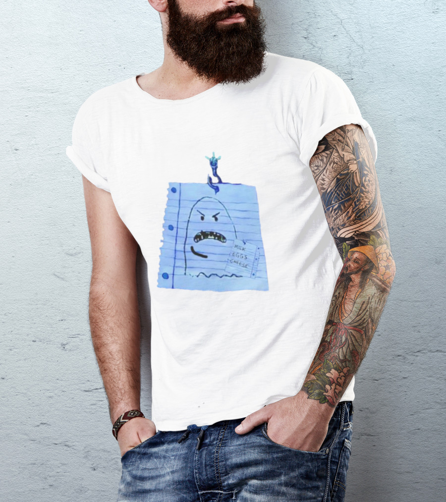 Ghost Holding Milk Eggs Cheese List On Notebook Paper T-Shirt