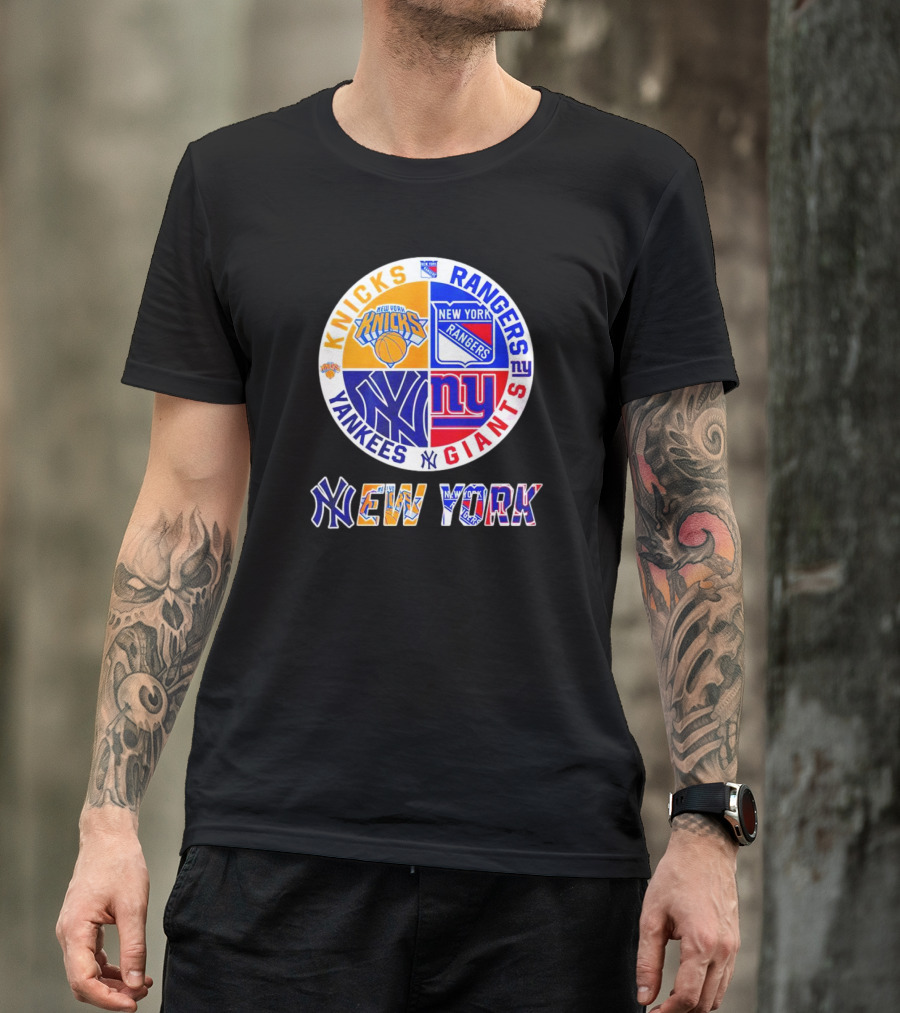 Knicks Rangers Yankees Giants New York Sports Logos Collection T-Shirt