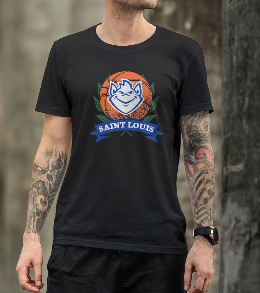 Saint Louis Billikens Basketball Emblem With Iconic Mascot And Orange Basketball T-Shirt