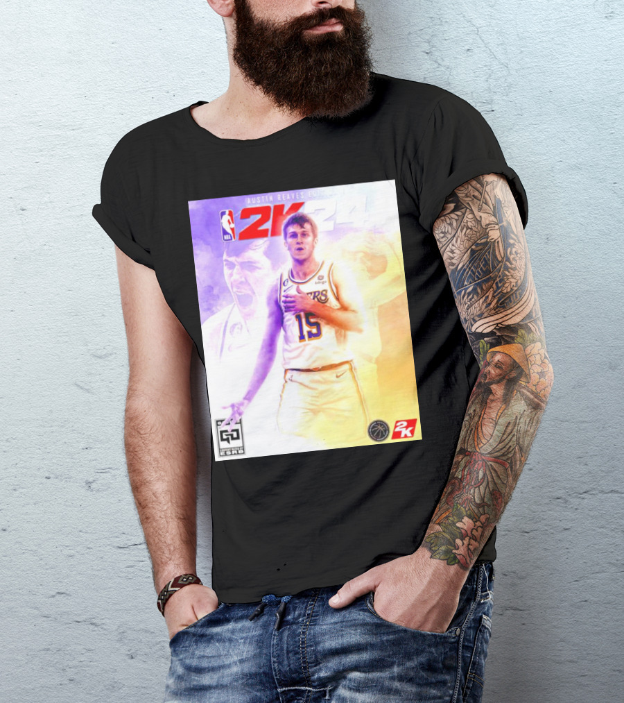 Austin Reaves 2K24 Los Angeles Lakers NBA Basketball Cover Edition T-Shirt