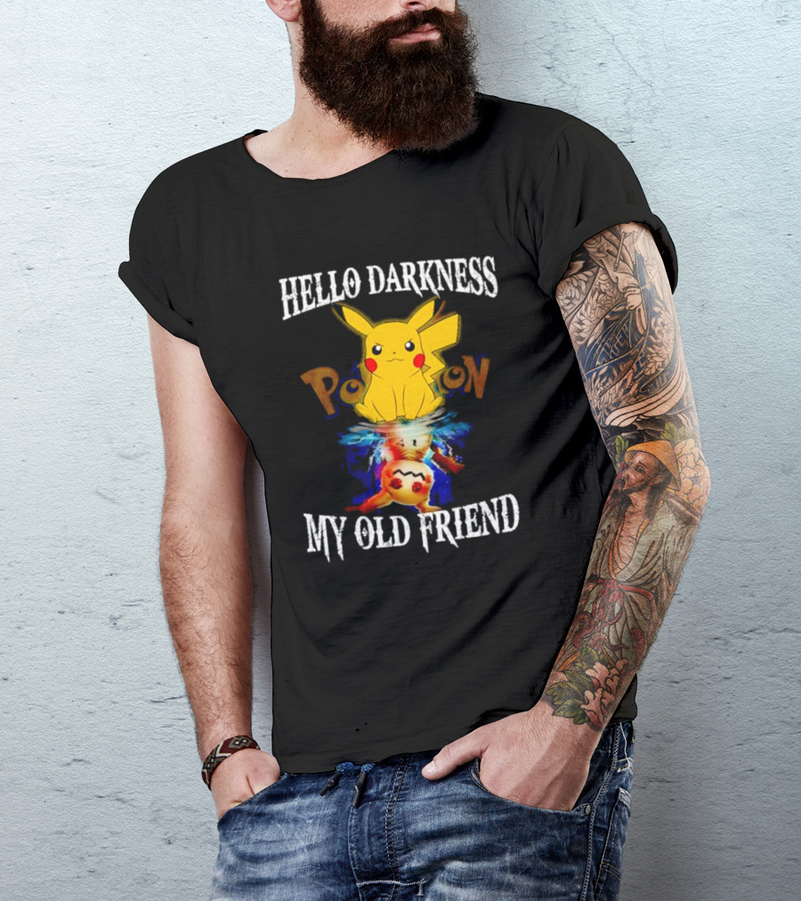 Pikachu Hello Darkness My Old Friend Reflective Mimikyu Pokedex T-Shirt